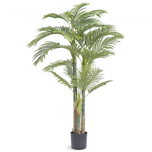 foto del prodotto vevor albero artificiale, 1,98 m alta pianta finta palma di canna dorata realistica, materiale pe di qualit e protezione anti ribaltamento con vaso, decorazione per casa ufficio interno ed esterno