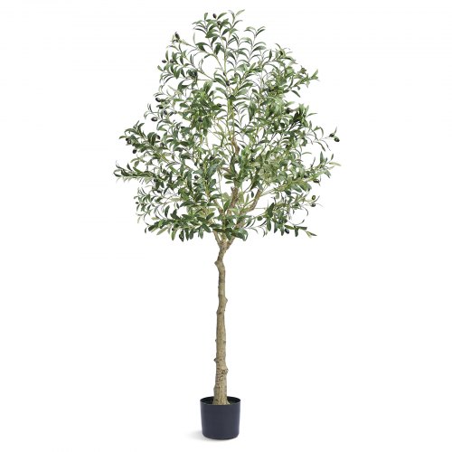 foto del prodotto vevor albero artificiale, 179 cm alta albero olivo pianta finta realistica ulivo con vaso φ170x145 mm, pe di alta qualità e protezione antiribaltamento decorazione per casa ufficio interni ed esterni