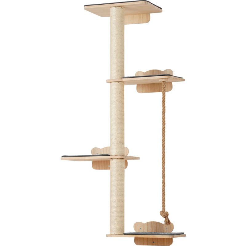 foto del prodotto vevor albero per gatti alto a 4 livelli, set di mobili da parete per gatti 35 x 27 cm 4 assi per saltare, trespolo per gatti in legno di pino 12 mm