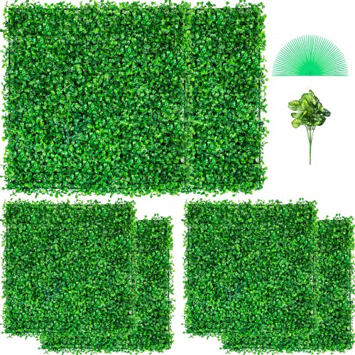 foto del prodotto vevor artificiale pannello da siepe di bosso, 6 pezzi, 50,8 x 50,8 cm, siepi artificiali, recinzione artificiale bosso, edera finta effetto realistico decorazione plastica verde, spessore da 4 cm