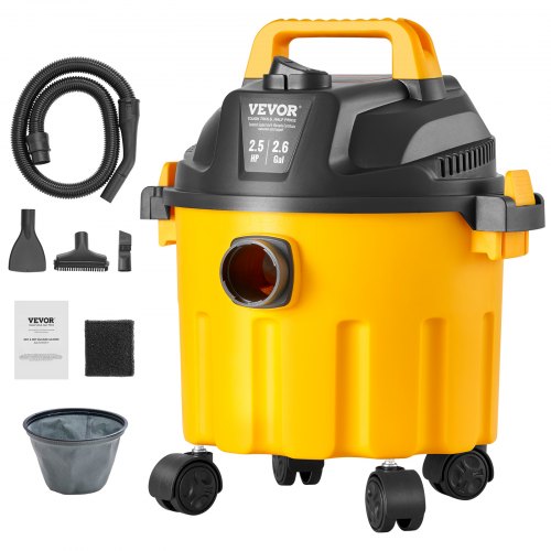 foto del prodotto vevor aspirapolvere da officina umidi asciutti capienza ca. 10l 2,5 hp giallo