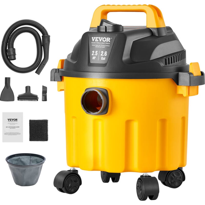 foto del prodotto vevor aspirapolvere per umidi asciutti capienza ca. 10l, aspirapolvere portatile 2,5 hp max, aspirazione con ugello a rotelle, aspirapolvere per