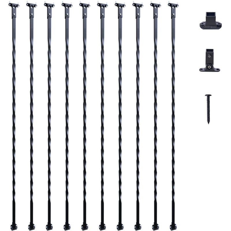 immagine 0 del prodotto vevor balaustre per scale in metallo, 44 x 1 2, confezione da 10 balaustre per ponte con torce vuote, ringhiera per scale a spirale nera satinata