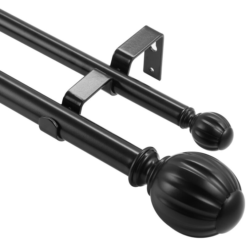 foto del prodotto vevor bastone per tende doppio bastone per tende estensibile 92 183 cm terminali rotondi carico max. 13,6 kg ca., asta per tende da interno