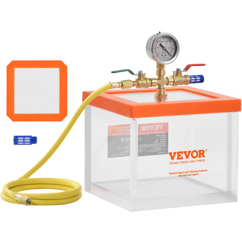 foto del prodotto vevor camera a vuoto 7,57l, camera di degasaggio sottovuoto in acrilico multiuso, camera a vuoto trasparente per degasaggio di resina, degasaggio,