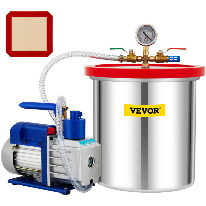foto del prodotto vevor camera a vuoto con pompa 18,92 l pompa per vuoto rotativa a palette monostadio 142 l min set di utensili pneumatici hvac 110 v per