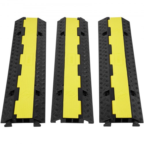 foto del prodotto vevor canalina passacavi elettriche pedane passacavo in gomma per protezione dei cavi tubi a pavimento 3 pezzi 2 canali 3 x 3 cm rampa passacavo 98x24x4,5 cm