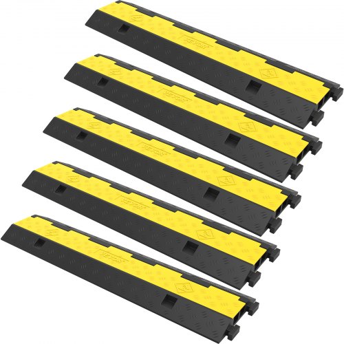 foto del prodotto vevor canalina passacavi elettriche rampa modulare per condotto 2 canale protezione cavo in gomma e pvc carico 4.989 kg rampa di protezione per cavi 101x24,5x5 cm
