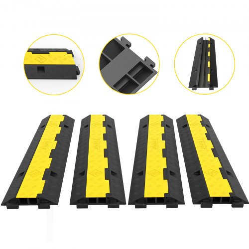 foto del prodotto vevor canalina passacavi elettriche rampa modulare per condotto 2 canale protezione cavo in gomma e pvc carico 4.989 kg rampa di protezione per cavi 101x24,5x5 cm