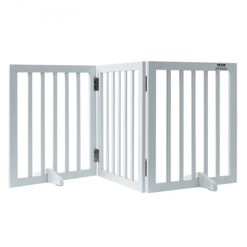 foto del prodotto vevor cancello per cani autoportante, cancello per animali, cancello per porta 508 x 610 mm cancello per cani pieghevole a 3 pannelli per passaggi ampi e stretti, barriera cancello per scale bianco