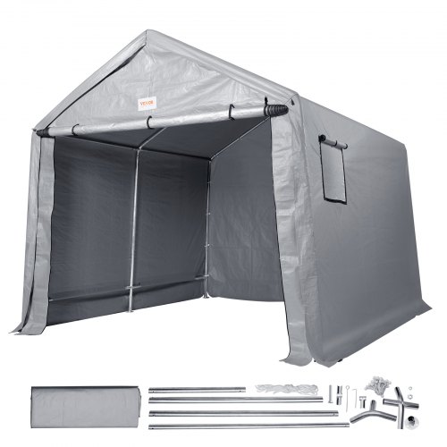 foto del prodotto vevor capannone di stoccaggio portatile all aperto, tettoia garage cortile giardino 304,8x304,8x259,1cm con porta a cerniera avvolgibile finestre ventilate per auto, moto, bici, attrezzi da giardino
