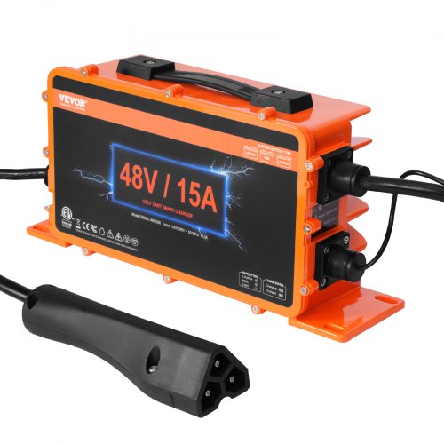 foto del prodotto vevor caricabatteria per carrello da golf da 48 volt, 15 amp, caricabatteria con spina rxv, compatibile con batterie al piombo agm gel efb mf flooded nmc lifepo4 per ezgo txt, impermeabile ip67