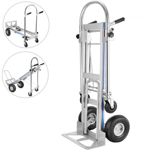foto del prodotto vevor carrello a mano 3 in 1 carrello pieghevole in alluminio mano con 2 o 4 ruote capacit 250 350kg