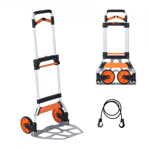 foto del prodotto vevor carrello a mano pieghevole portata max. 140 kg, carrello portacarichi in alluminio per carichi pesanti, carrello porta carichi con maniglia telescopica per trasporto merci oggetti da magazzino