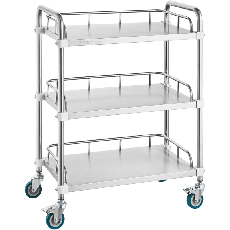 foto del prodotto vevor carrello da laboratorio, carrello da laboratorio in acciaio inox a 3 ripiani, carrello da laboratorio, carrello di utilita per clinica,