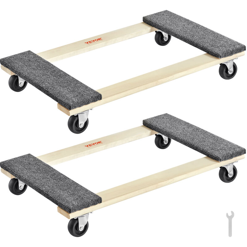 foto del prodotto vevor carrello per mobili, capacita di carico di 1.000 libbre ciascuno, 2 pacchi, 18 x 30, 8 x 3 ruote girevoli in pp, carrello per mobili in
