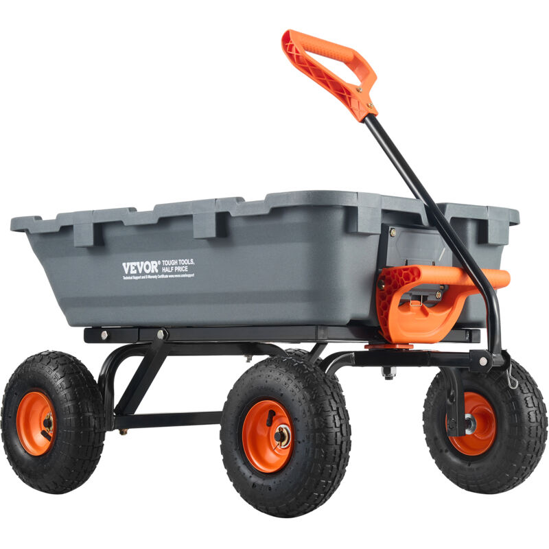 foto del prodotto vevor carrello ribaltabile, carrello ribaltabile da giardino con telaio in acciaio, carro ribaltabile con maniglia convertibile 2 in 1, carriola