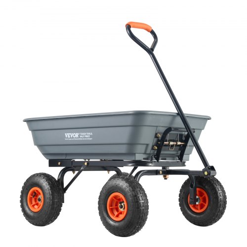 foto del prodotto vevor carrello ribaltabile, carrello ribaltabile giardino in poly telaio in acciaio facile da montare, carro maniglia convertibile 2 in 1, carriola utilitaria capacit 272,15 kg, pneumatici 254 mm
