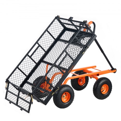 foto del prodotto vevor carrello ribaltabile in metallo, carrello ribaltabile giardino telaio facile montare, carriola utilitaria, pneumatici 254 mm carro ribaltabile maniglia convertibile 2 in 1, capacit 399,1 kg