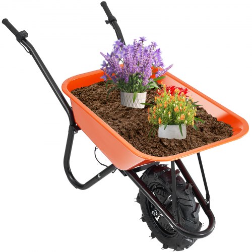 foto del prodotto vevor carriola elettrica 500 w, carrello ribaltabile da giardino motorizzato manico in metallo, ruota larghezza 40cm, portata 150kg, carrello multiuso per fattoria, prato, giardinaggio, magazzino