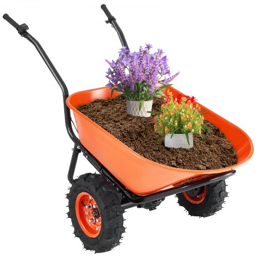 foto del prodotto vevor carriola elettrica carrello da giardino motorizzato 2 ruote 500 w ruota larghezza 40 cm carico 260 kg, carrello multiuso a caricamento facile per fattoria, prato, giardinaggio, magazzino