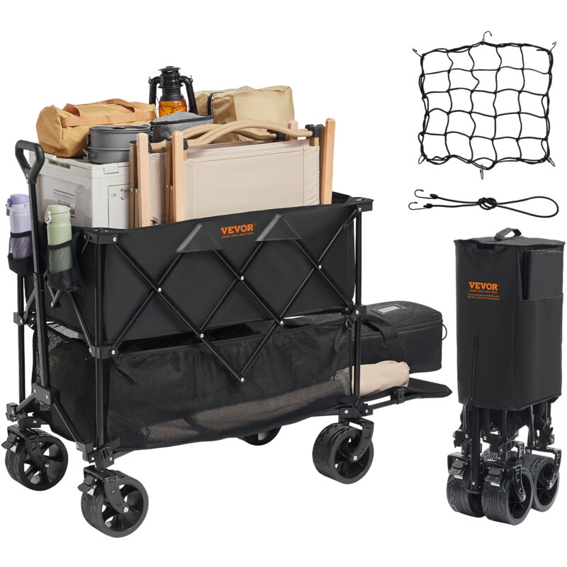 foto del prodotto vevor carro pieghevole a due piani, carrello pieghevole con ruote, carrello pieghevole capacita di peso ca. 450 libbre per campeggio, shopping,