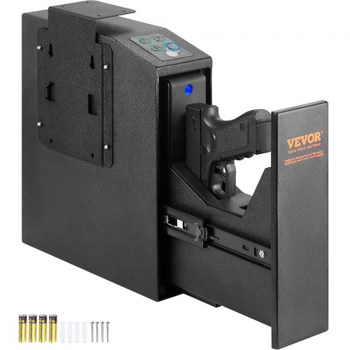 foto del prodotto vevor cassaforte per pistole in acciaio cassaforte biometrica per 1 pistole serratura 3 modi di tasti sblocco per impronte digitali combinazione 25,5x9,5x32 cm pistole uso domestico cassaforte pistole