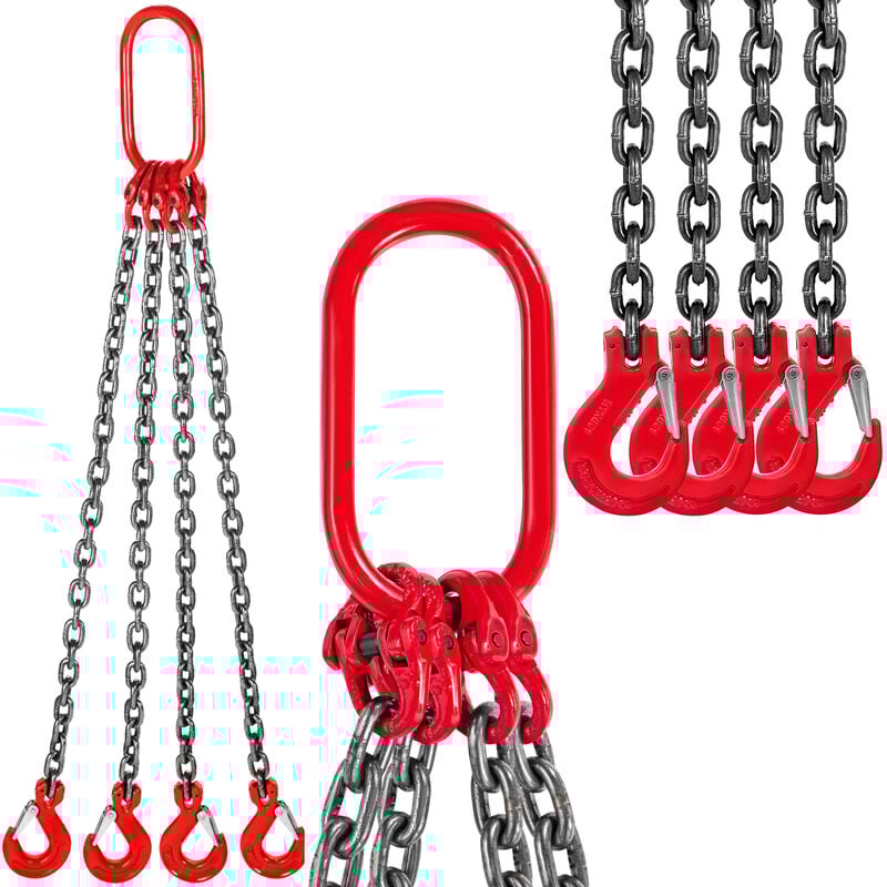 foto del prodotto vevor catena di sollevamento g80, in lega di acciaio, capacita di carico 8 mm x 1 m, 4 t , imbracatura a catena con ganci autobloccanti, per