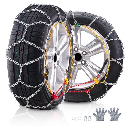 foto del prodotto vevor catene da neve 530 605 mm catene da pneumatici lega di acciaio al manganese, catene di trazione di emergenza 2 pezzi, per auto catene di emergenza per carichi pesanti per auto suv camion argento