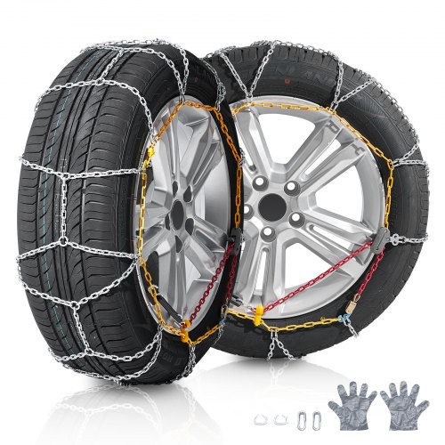 foto del prodotto vevor catene da neve 680 610mm catene da pneumatici lega di acciaio al manganese, catene di trazione di emergenza 2 pezzi, per auto catene di emergenza per carichi pesanti per auto suv camion argento