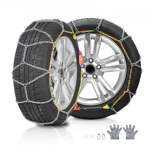 foto del prodotto vevor catene da neve per auto 2 pezzi, catene da pneumatico antiscivolo, realizzate in acciaio legato al manganese, guida sicura, accessori di emergenza per auto, furgoni, suv e camion, pickup