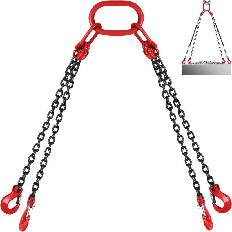 foto del prodotto vevor catene di sollevamento a 4 gambe g80, 1.5m imbracatura per catena di sollevamento in acciaio 1.5m con capacita di carico 5 t per macchinari,