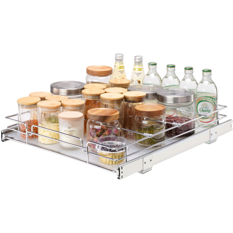 foto del prodotto vevor cestello estraibile sottolavello da cucina 432 x 533 x 63,5 mm 1 piano in acciaio cromato, cestello scorrevole per cucina ripiano carico max.
