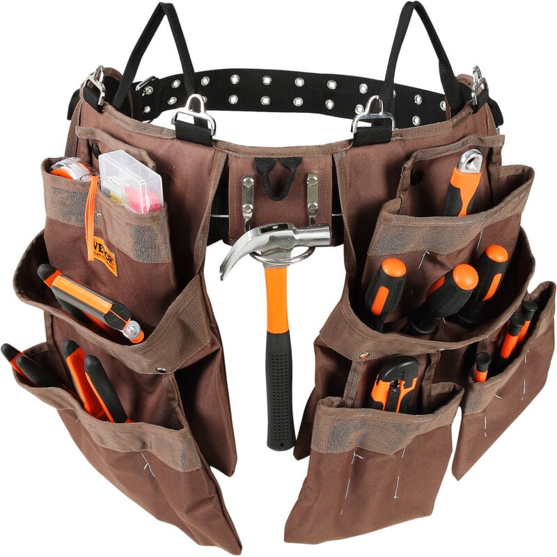 foto del prodotto vevor cintura porta attrezzi, 19 tasche, regolabile da 32 pollici a 54 pollici, borsa porta attrezzi staccabile per elettricista, falegname,