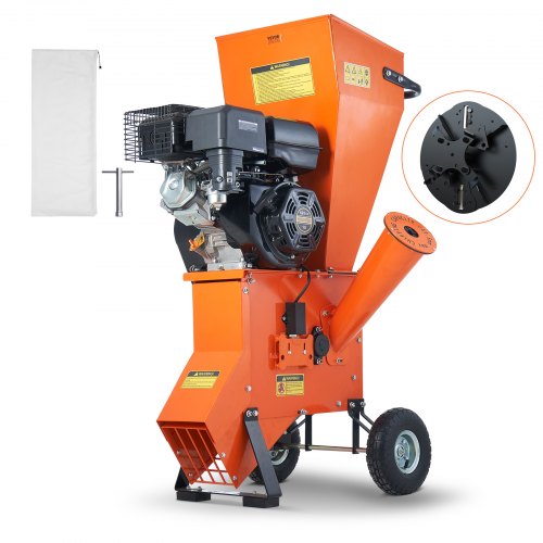 foto del prodotto vevor cippatrice per legno motore a benzina 8,6 kw tramoggia laterale 17 cm 420 cc, trituratore per legno rami, cippatrice compatta 87x73x136 cm, trinciatrice per legno da giardino, taglia rami