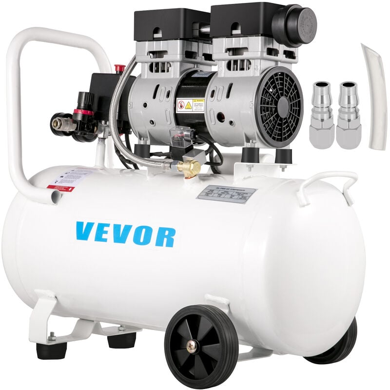 foto del prodotto vevor compressore silenzioso 750w, compressore dearia oil free 50 l, pressione 8 bar, compressore dearia silenzioso 220v, compressore aria portatile,