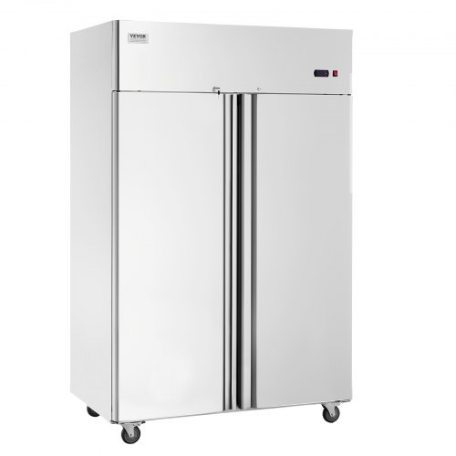 foto del prodotto vevor congelatore commerciale 1382 x 800 x 2110 mm congelatore verticale a 2 porte 1252 l in acciaio inossidabile con sbrinamento automatico, 6 ripiani regolabili, controllo temperatura 25 a 15 c