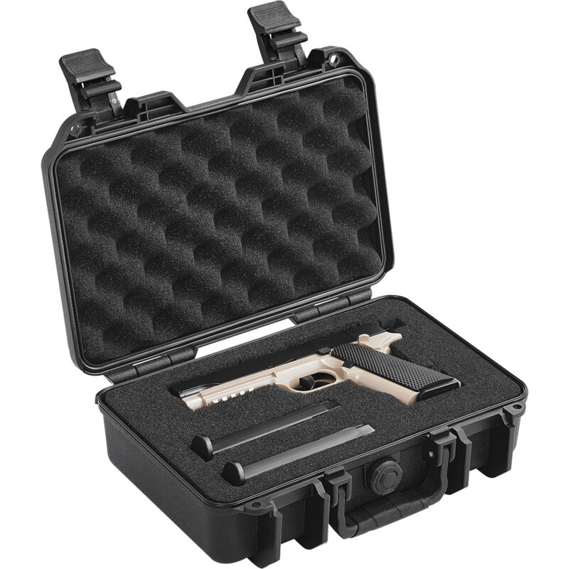 foto del prodotto vevor contenitori per pistola durevoli con inserti in schiuma personalizzabili, custodia rigida resistente allacqua e sicura per pistola singola,
