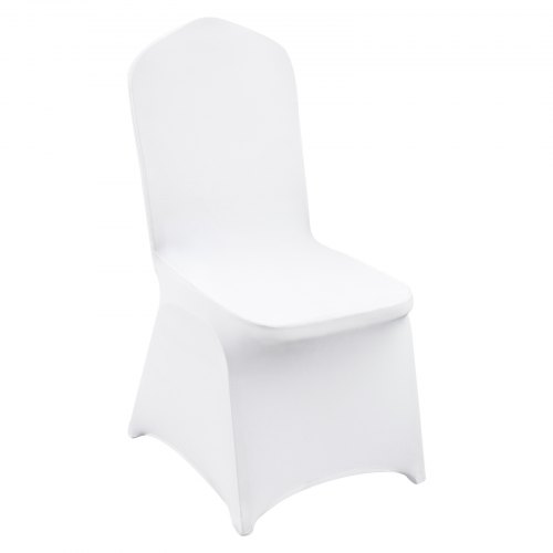 foto del prodotto vevor coprisedie pieghevoli in spandex elasticizzato, coprisedie universali, fodere protettive lavabili rimovibili, per matrimoni, vacanze, banchetti, feste, feste, sala da pranzo 12 pezzi bianco
