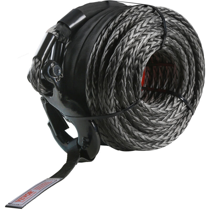 foto del prodotto vevor corda per verricello 9,5 mm x 30,5 m cavo sintetico 117,9 kn con guaina protettiva gancio per verricello forgiato cinghia di trazione per suv