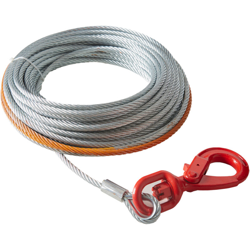 foto del prodotto vevor corda verricello in metallo 9,5mm x 15,2m cavo in acciaio zincato 67,6 kn con gancio girevole per verricello forgiato cinghia di trazione suv