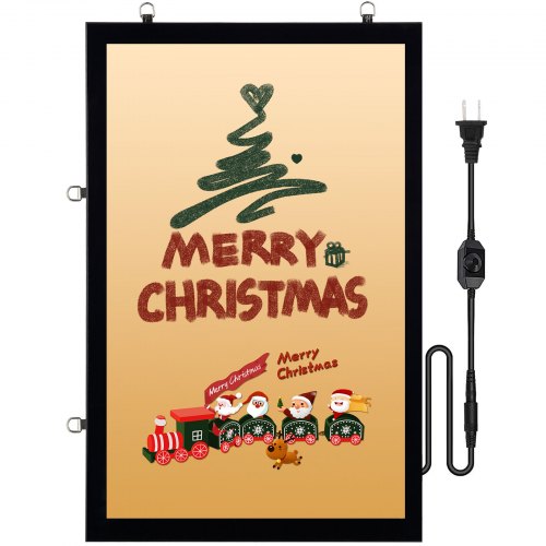 foto del prodotto vevor cornice per poster led in nero, cornice per foto da 610 x 914 mm cartello per esposizione pubblicitaria, cornice in alluminio con scatola luminosa a led retro illuminata, per parete, singola