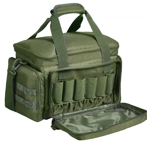 foto del prodotto vevor custodia morbida per pistola capienza 4 pistole, custodia per pistola con 3 pannelli rimovibili 6 caricatori, custodia per armi da fuoco, borsa per pistola caccia all aperto, con tracolla singola