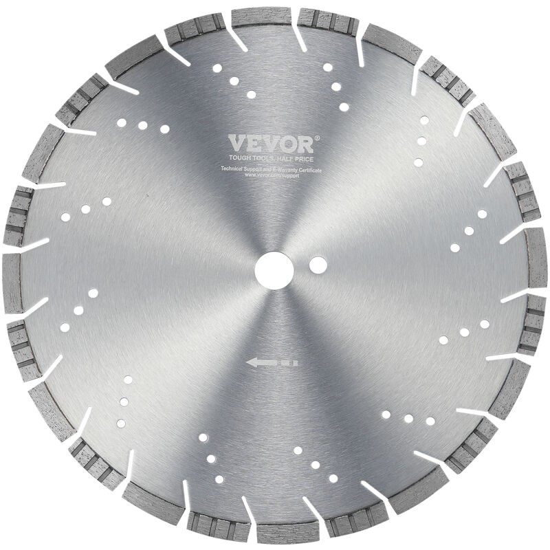 foto del prodotto vevor disco da taglio diamantato, lama per troncatrice calcestruzzo 350 mm per lavori a secco o a umido, disco a segmenti diamantati 10 mm diametro