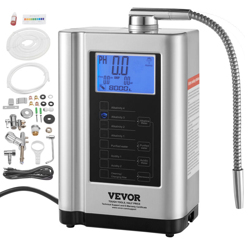 foto del prodotto vevor dispositivo ionizzatore alcalino acqua schermo lcd ph3,5 10,5, macchina ionizzatore alcalino per acqua uso domestico da cucina orp da 500 a