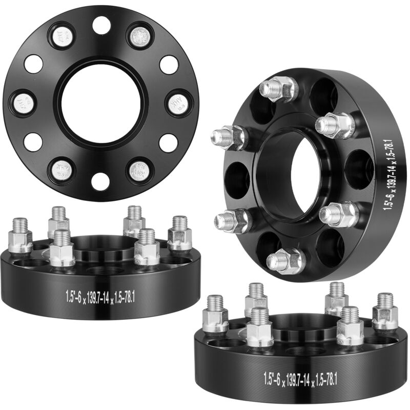foto del prodotto vevor distanziali per ruote, adattatori per ruote 38,1 mm 6 x 139,7 mm distanziatore forgiato 6 alette, distanziali mozzi auto m14 x 1,5 foro 78,1