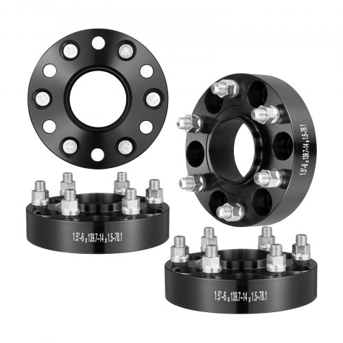 foto del prodotto vevor distanziali per ruote, adattatori per ruote 38,1 mm 6 x 139,7 mm distanziatore forgiato 6 alette, distanziali mozzi auto m14 x 1,5 foro 78,1 mm adatti per chevrolet, cadillac 1995 2023, 4 pezzi