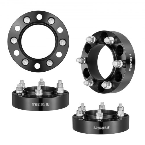 foto del prodotto vevor distanziali per ruote, adattatori per ruote 38,1 mm 6 x 139,7 mm distanziatore forgiato a 6 alette, distanziali mozzi auto m12 x 1,5 con foro 106,1 mm per toyota, lexus 1996 2022, 4 pezzi neri