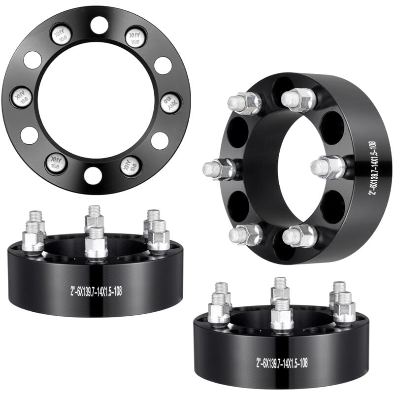 foto del prodotto vevor distanziali per ruote, adattatori per ruote 50,8 mm 6 x 139,7 mm distanziatore forgiato 6 alette, distanziali mozzi auto m14 x 1,5 con foro 108