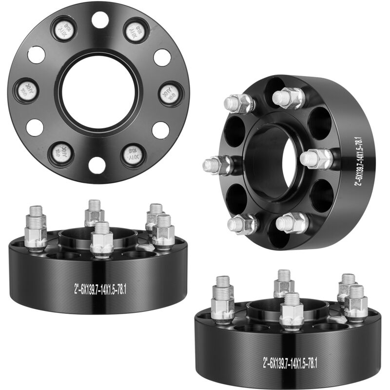 foto del prodotto vevor distanziali per ruote, adattatori per ruote 50,8 mm 6 x 139,7 mm distanziatore forgiato 6 alette, distanziali mozzi auto m14 x 1,5 con foro
